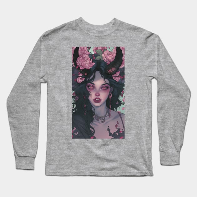 Pink Demon Lady Long Sleeve T-Shirt by DarkSideRunners